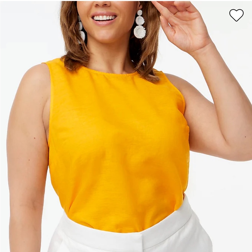 NWT J. Crew Factory Linen-blend button-back shell tank top /  GOLDEN MARIGOLD
